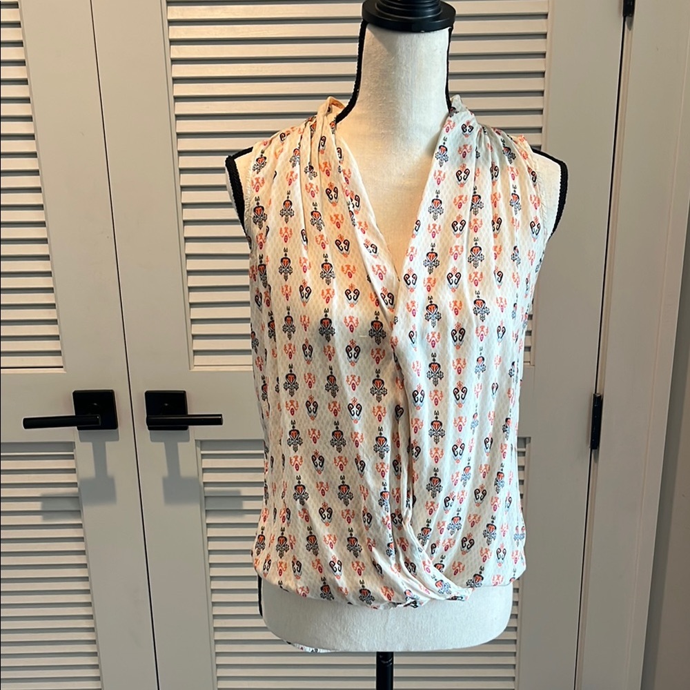 Zara Orange Sleeveless Wrap Blouse